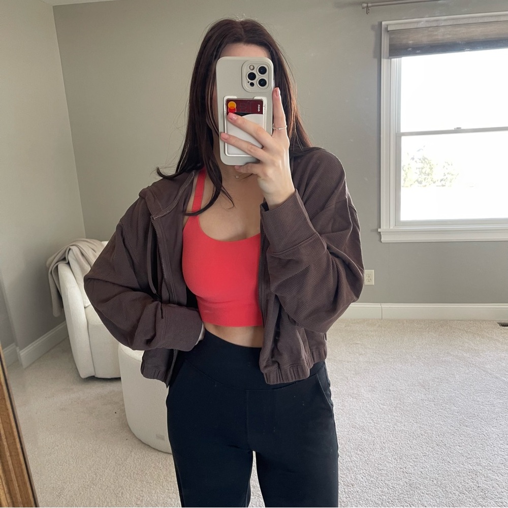 Brown cropped zipup